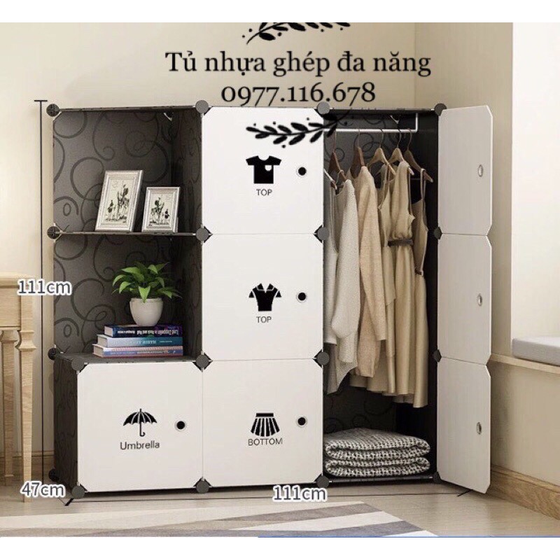 ??TỦ LẮP GHÉP- TỦ QUẦN ÁO 9 NGĂN ĐỰNG ĐỒ SÂU 37x37cm. Tặng 1 treo đồ.