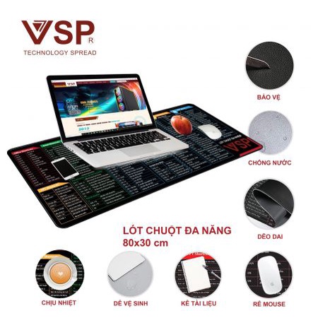Miếng Lót Chuột Pad Mouse Đa Nhiệm 300*800*3mm ( Có Phím Tắt Office )