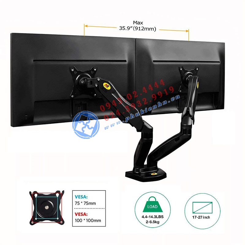 Giá Treo 2 Màn Hình Máy Tính  F160 (17-27inch)
