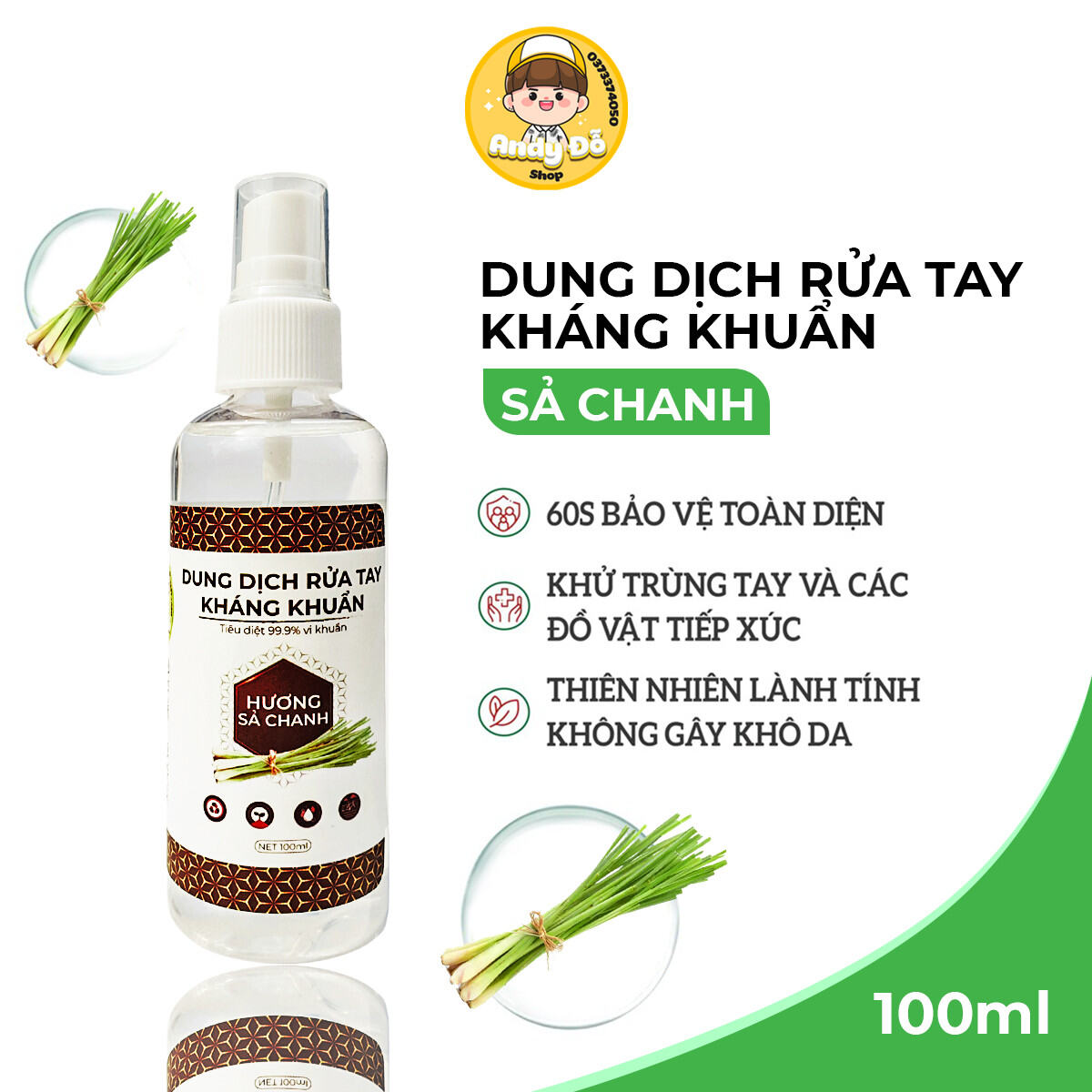Tinh Dầu Sả Xịt Phòng kháng khuẩn nhanh.