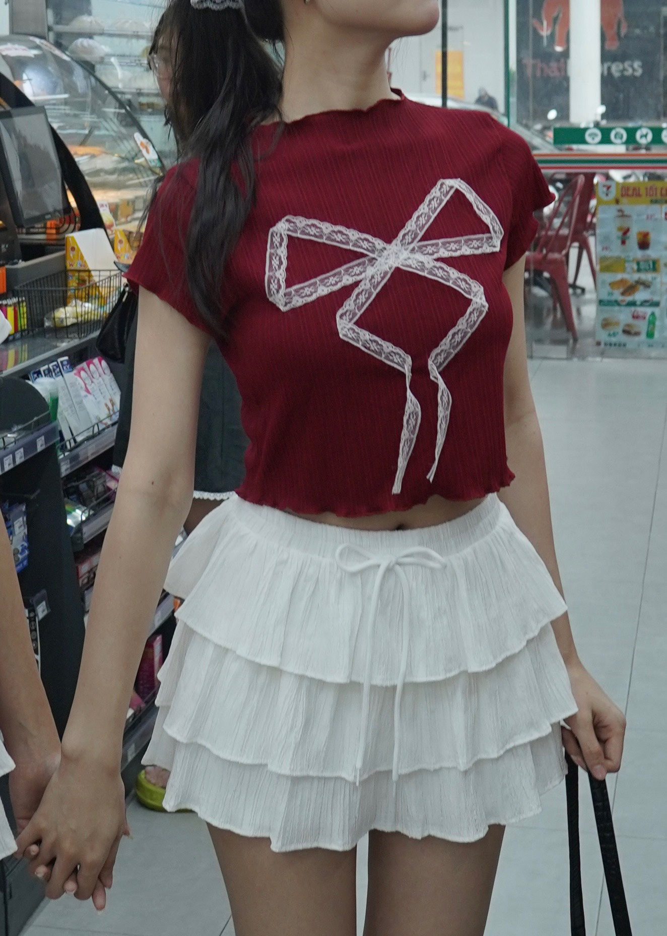 DALLA Áo thun croptop trơn cuốn biên (AT02)