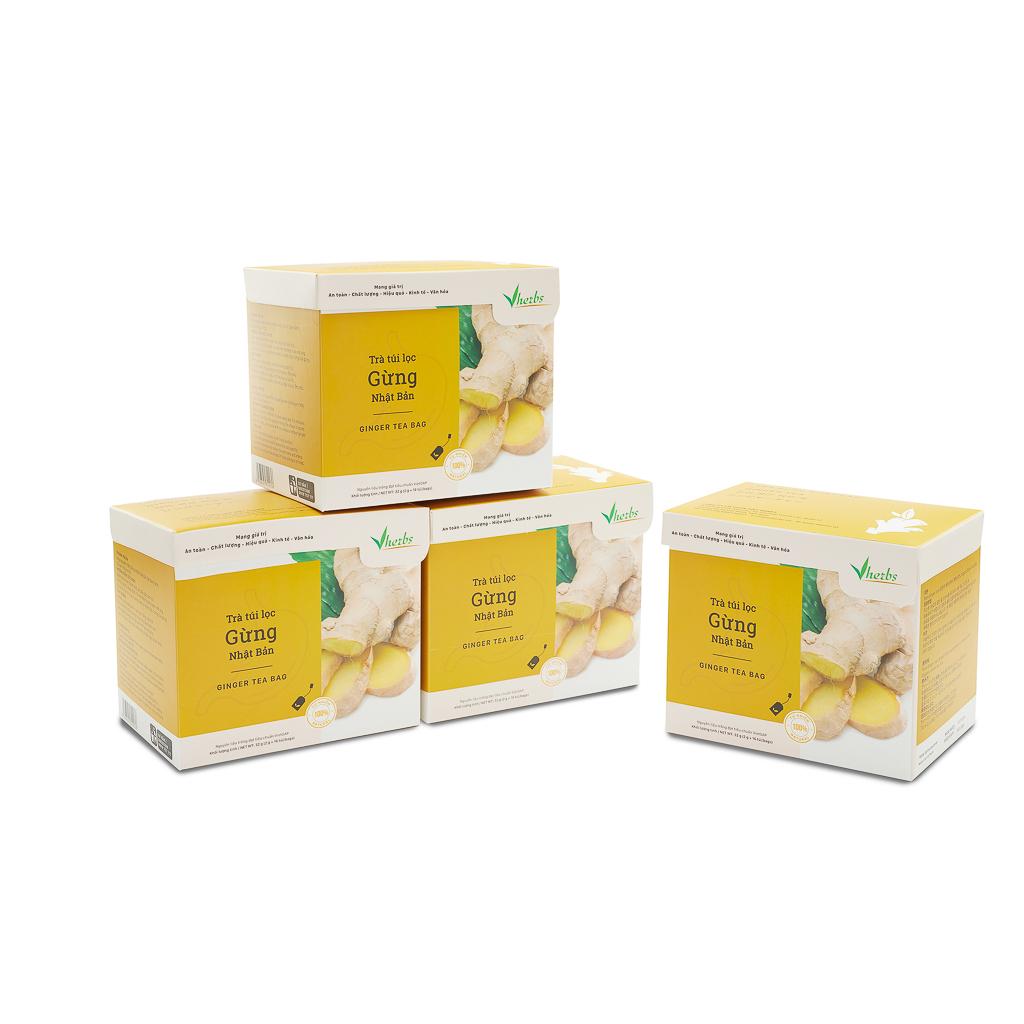 [HCM]Combo 3 Hộp Trà Gừng Nhật Bản Vherbs (3 Hộp x 16 Túi)