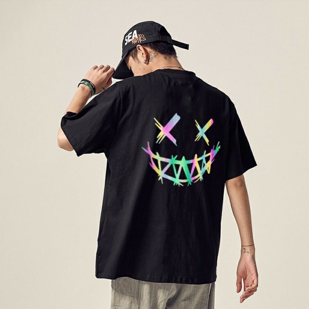 [HCM]Áo thun TAY NGẮN phản quang 7 màu mặt cười Im Fineee! (CHỤP FLASH)(TAY LỠ IB)