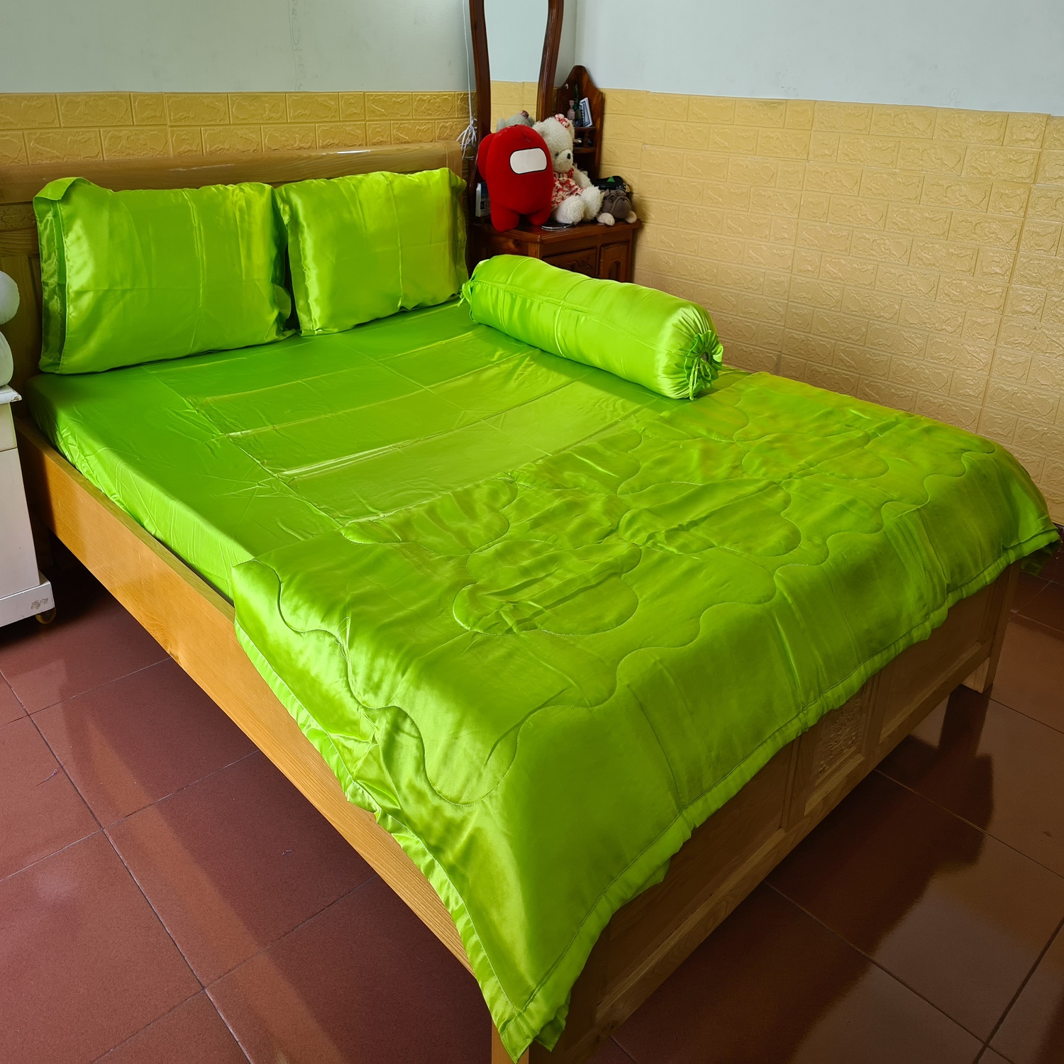 BỘ CHĂN DRAP PHI LỤA CAO CẤP 5 MÓN 1M6X2M PHI05