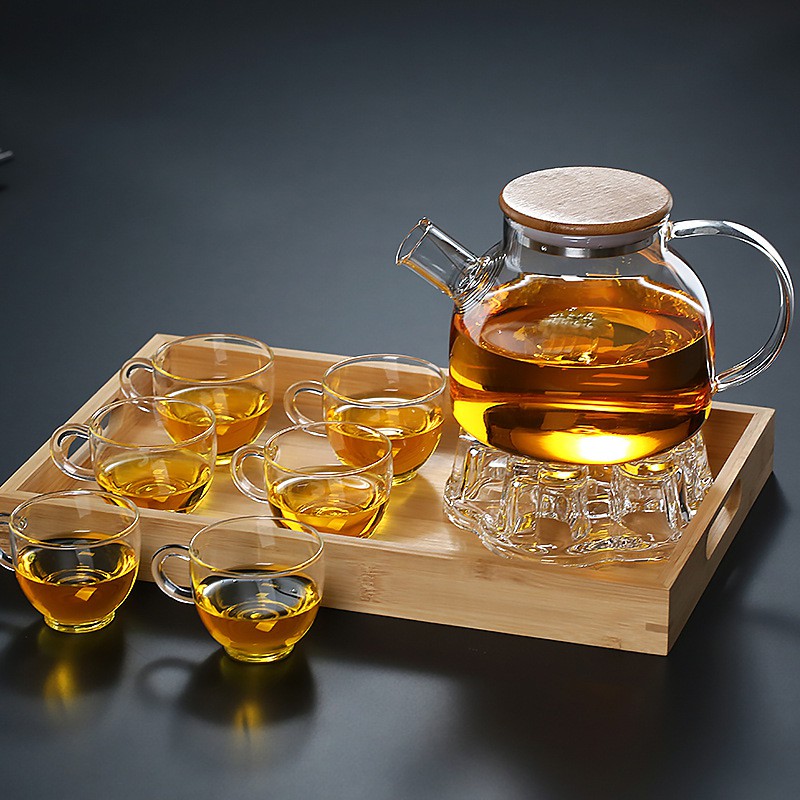 Ấm trà thủy tinh nắp gỗ 1000ml