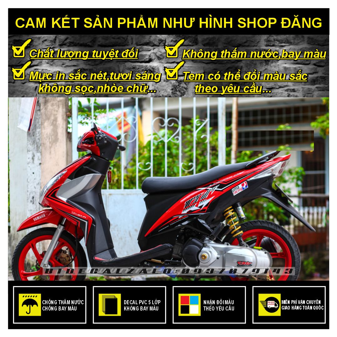 TEM RỜI MIO [LUVIAS] MẪU KG DÁN XE ĐỎ
