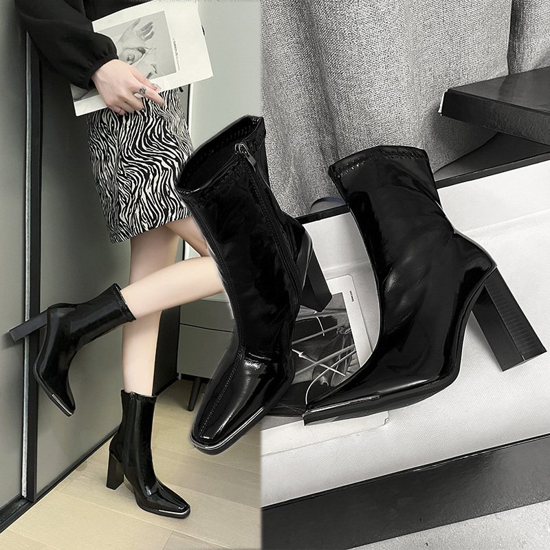 Bốt lửng mũi sắt đế cao 7cm cực chất