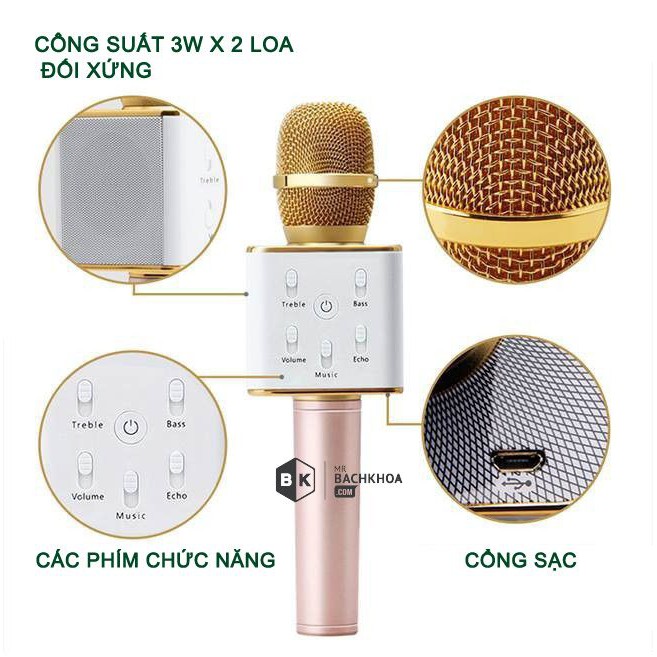 [HCM]Micro Bluetooth Karaoke Q7/Q7U Kiêm Sạc Dự Phòng