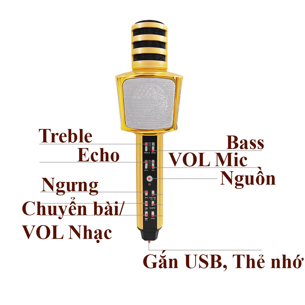 Micro hát karaoke Bluetooth SD17 cao cấp - Mic cầm tay mini, Micro hát karaoke Bluetooth kèm loa không dây SD17- Bass cực chuẩn hỗ trợ cổng cắm thẻ nhớ jack 3.5mm, Nghe Nhạc Cực Hay, Mic Bắt Giọng Rất Tốt