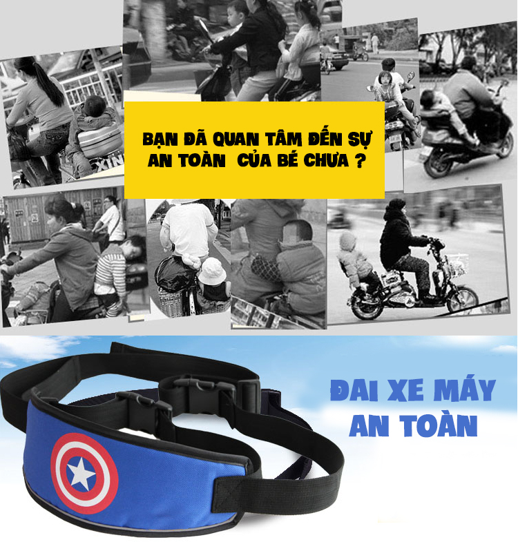 Đai đi xe máy an toàn cho trẻ em