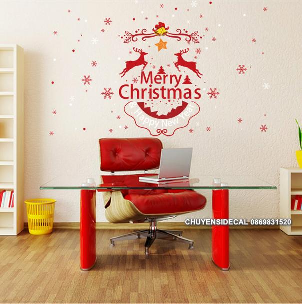 [HCM]Decal dán tường Noel - Trang Trí giáng sinh họa tiết đỏ