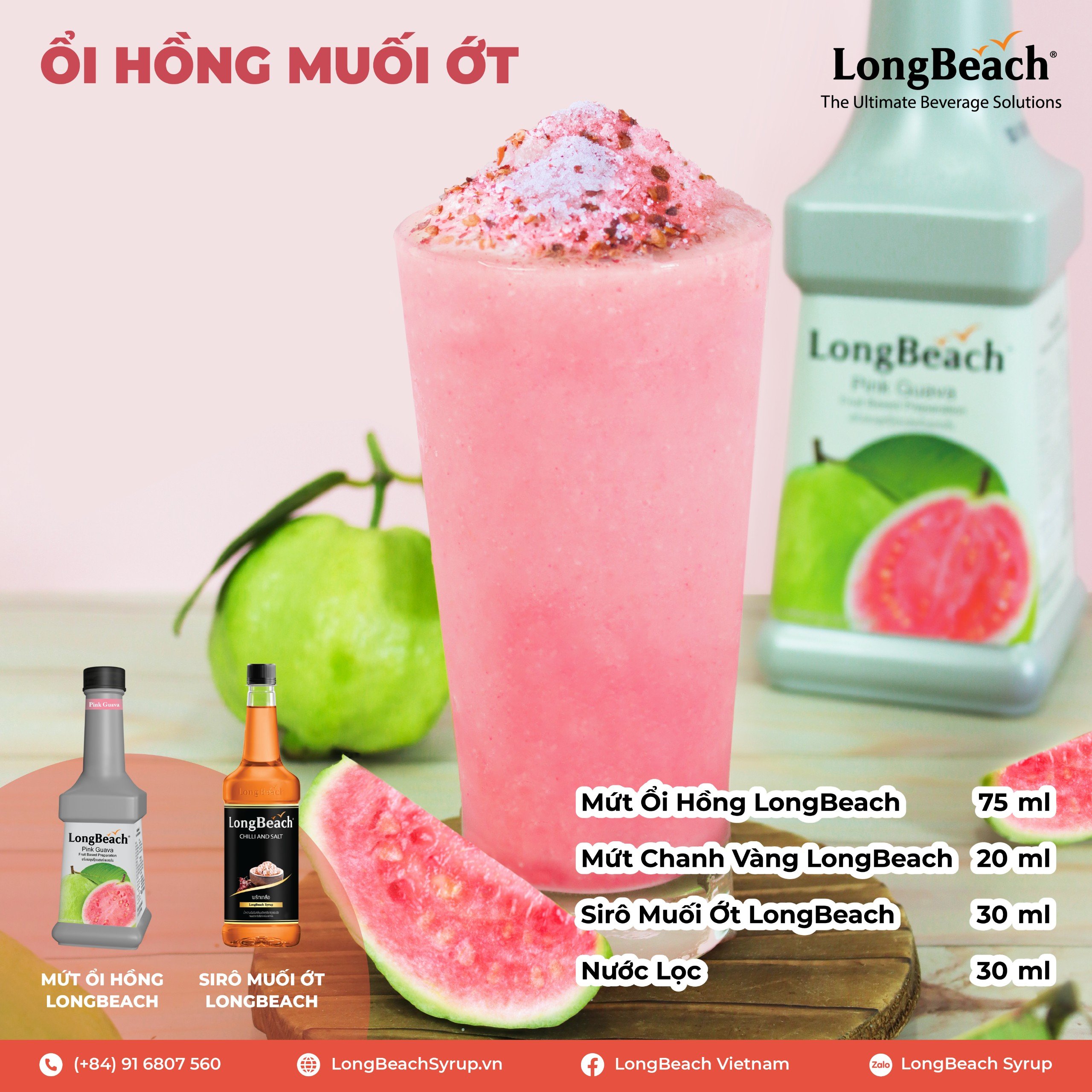Mứt Ổi Hồng - LongBeach Pink Guava Fruit Based Preparation 900ml