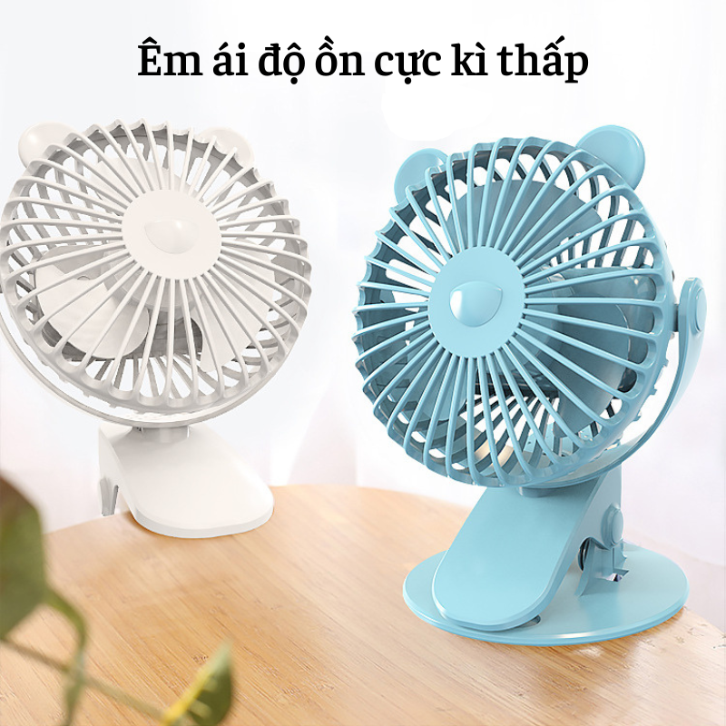 Quạt Kẹp Xe Đẩy Mini Cho Bé ,Quạt Kẹp Tích Điện Kết Hợp Đứng Tiện Lợi Xoay 720° Gọn Nhẹ Pin Trâu An Toàn Cho Bé