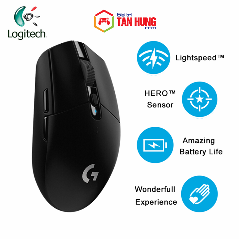Chuột game không dây Logitech G304 Lightspeed, Hero Sensor max 12.000DPI