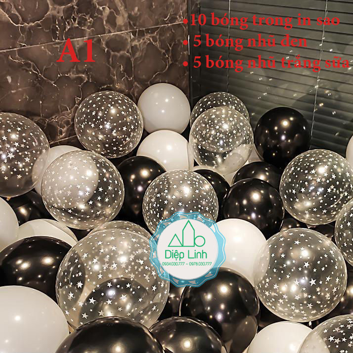 Set 20 bóng trong suốt mix màu - bong bóng mix trang trí sinh nhật