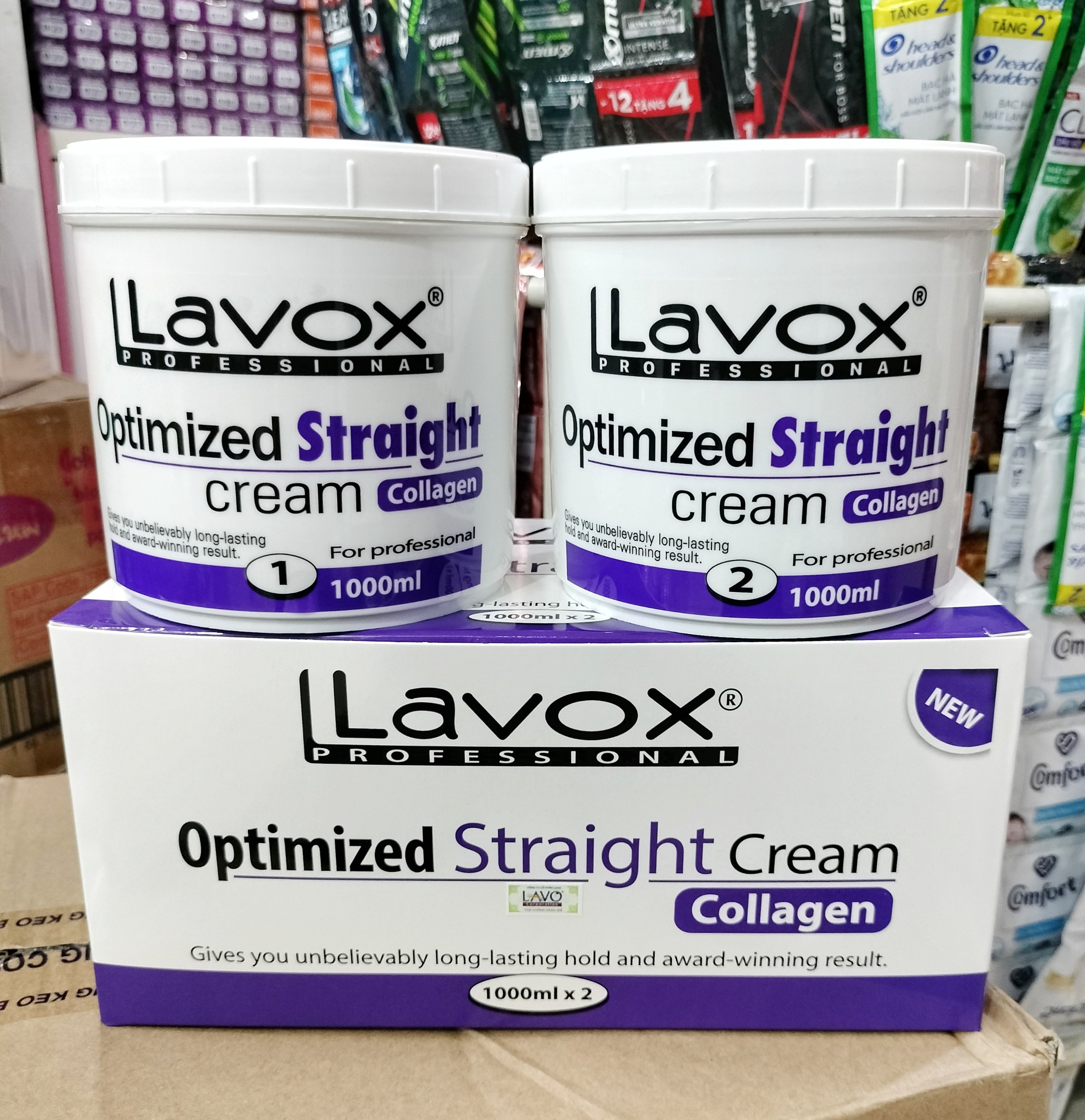 Thuốc duỗi lavox tím 1000ml x2 cao cấp siêu bóng mượt thẳng tự nhiên không khô tóc