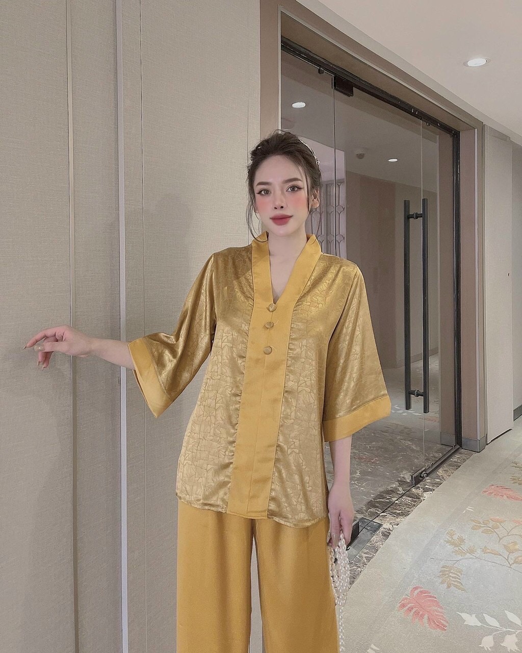 [HCM]Bộ đồ LAM đi chùa [SIÊU ĐẸP] Set bộ nữ mặc đi lễ lụa gấm CAO CẤP [FREESIZE TỪ 40-62KG] Đồ bộ nữ Pijama lụa đồ bộ đồ ngủ lụa đồ bộ nữ dễ thương