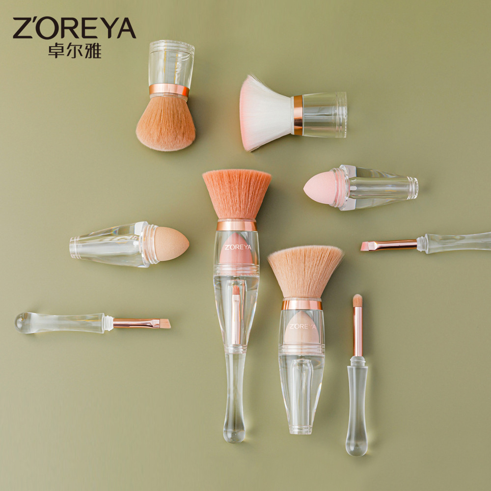 Soft 3 in 1 multifunctional travel makeup brush angled sponge makeup brush eyebrow eye shadow brush cosmetic