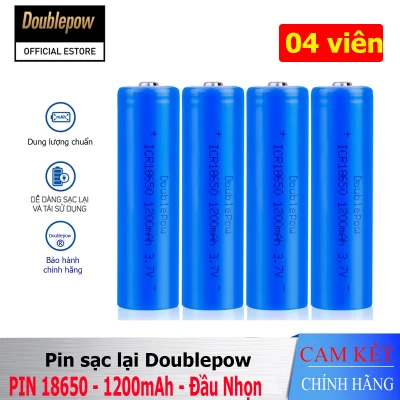 [04 viên] Pin sạc 18650 - 1200mAh đầu lồi (xanh) chính hãng Doublepow, Pin Lithium 3,7V - 18650 dung lượng thực 1200mAh