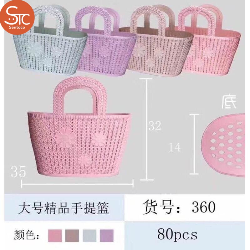 Làn nhựa dẻo có tay xách đi chợ