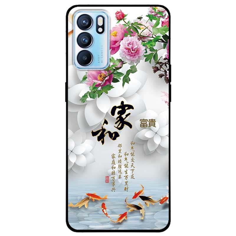 Ốp lưng dành cho oppo reno 6 mẫu chim cá nền hoa trắng