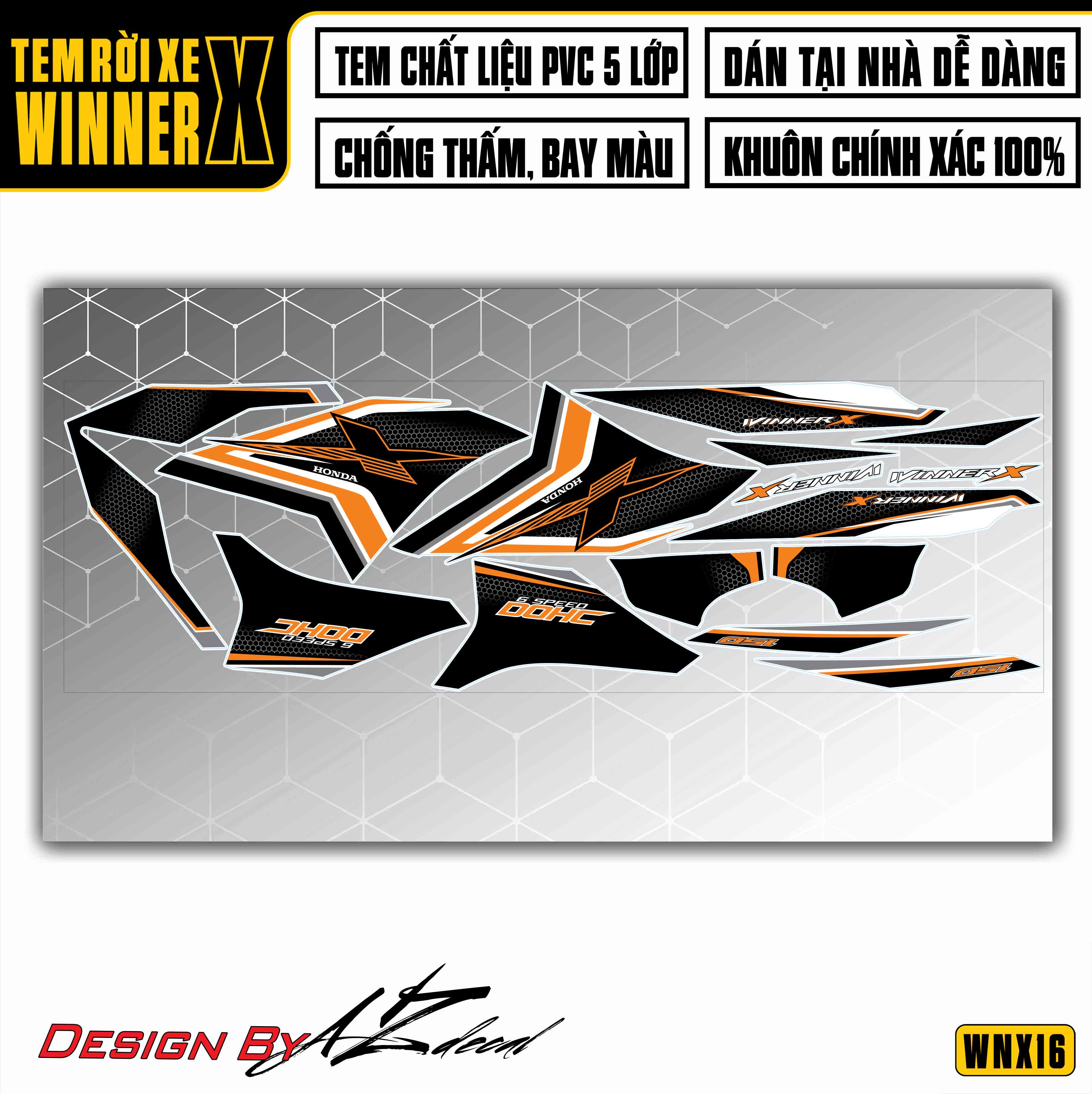 Tem Rời Xe Winner X Chủ Đề Matrix DOHC | WNX16 | Tem Chế Chất Liệu PVC Cao Cấp Dễ Dán - Azdecal