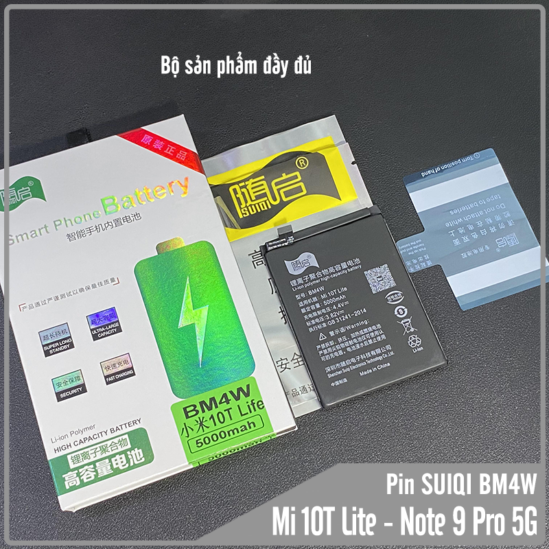 Pin suiqi li-ion thay thế cho xiaomi mi 10t lite - redmi note 9 pro 5g bm4w 5000mah