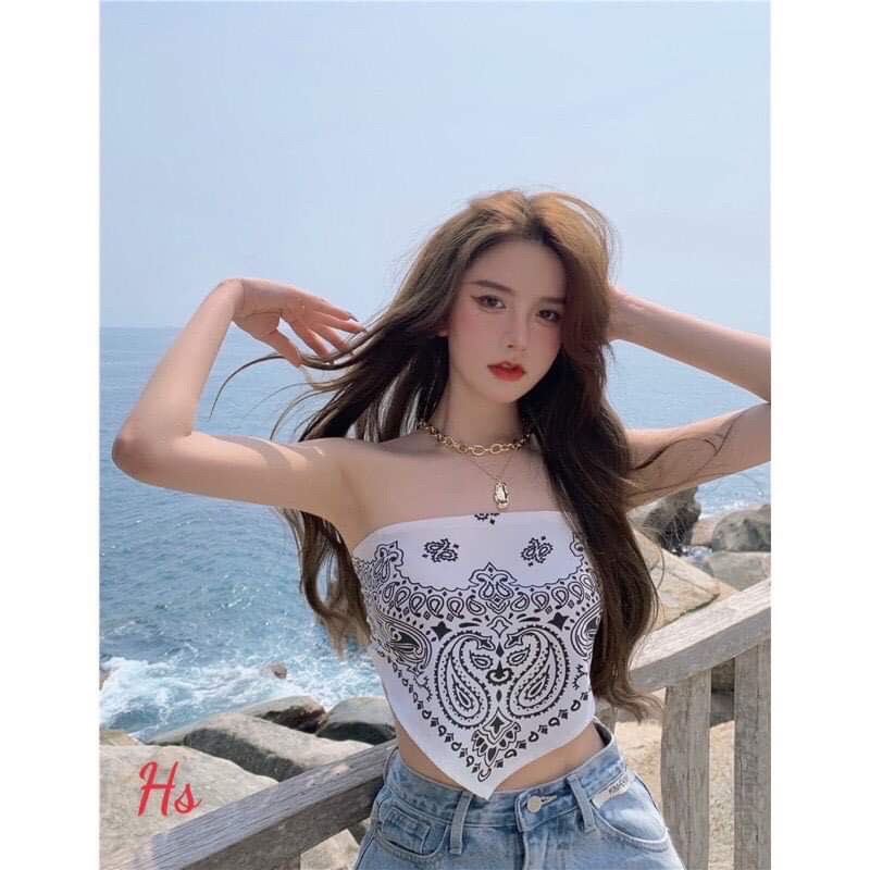 [HCM]Áo yếm hoa văn thổ cẩm không dây sexy