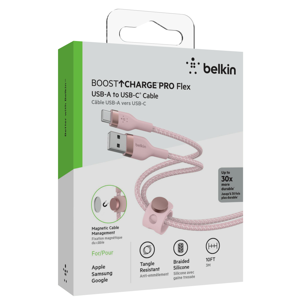 Cáp sạc USB Type C BOOST↑CHARGE™ PRO Flex Belkin vỏ silicon bọc dù 60W 1m CAB010 (tương thích iPhone 15)