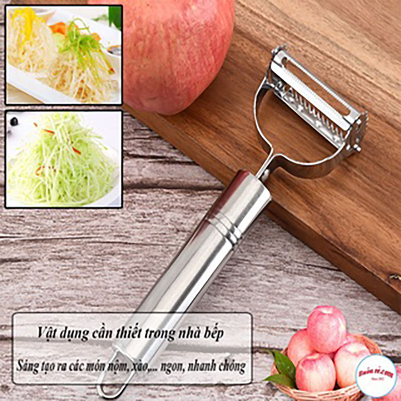 Nạo rau củ quả Inox cao cấp đa năng 2 in 1 nạo vỏ và bào sợi rau củ quả inox 304 không rỉ sắc bén tiện lợi