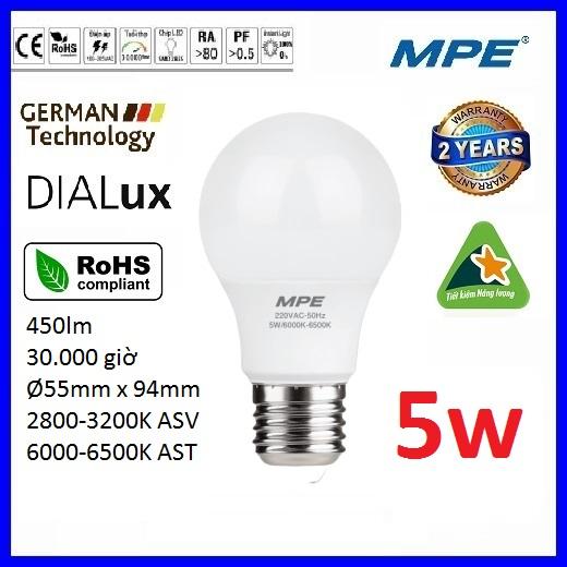 Bóng led bulb 5W chống ẩm cao cấp MPE LBD3-5 ( tiêu chuẩn Châu Âu ) - Điện Việt