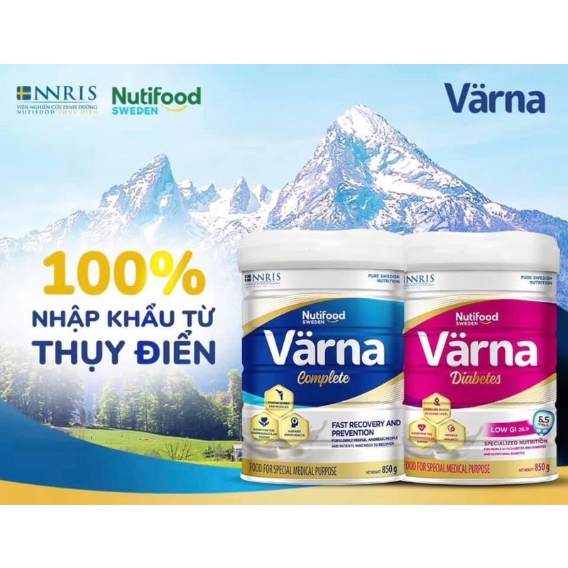 [Date T11/24][ FREESHIP MAX ] [ Combo 2 Lon ] Sữa bột  Nutifood Varna Diabetes Thực phẩm dinh dưỡng y học Värna Diabetes - Chỉ số đường huyết thấp nhất (GI = 26,9) (Lon 850g)