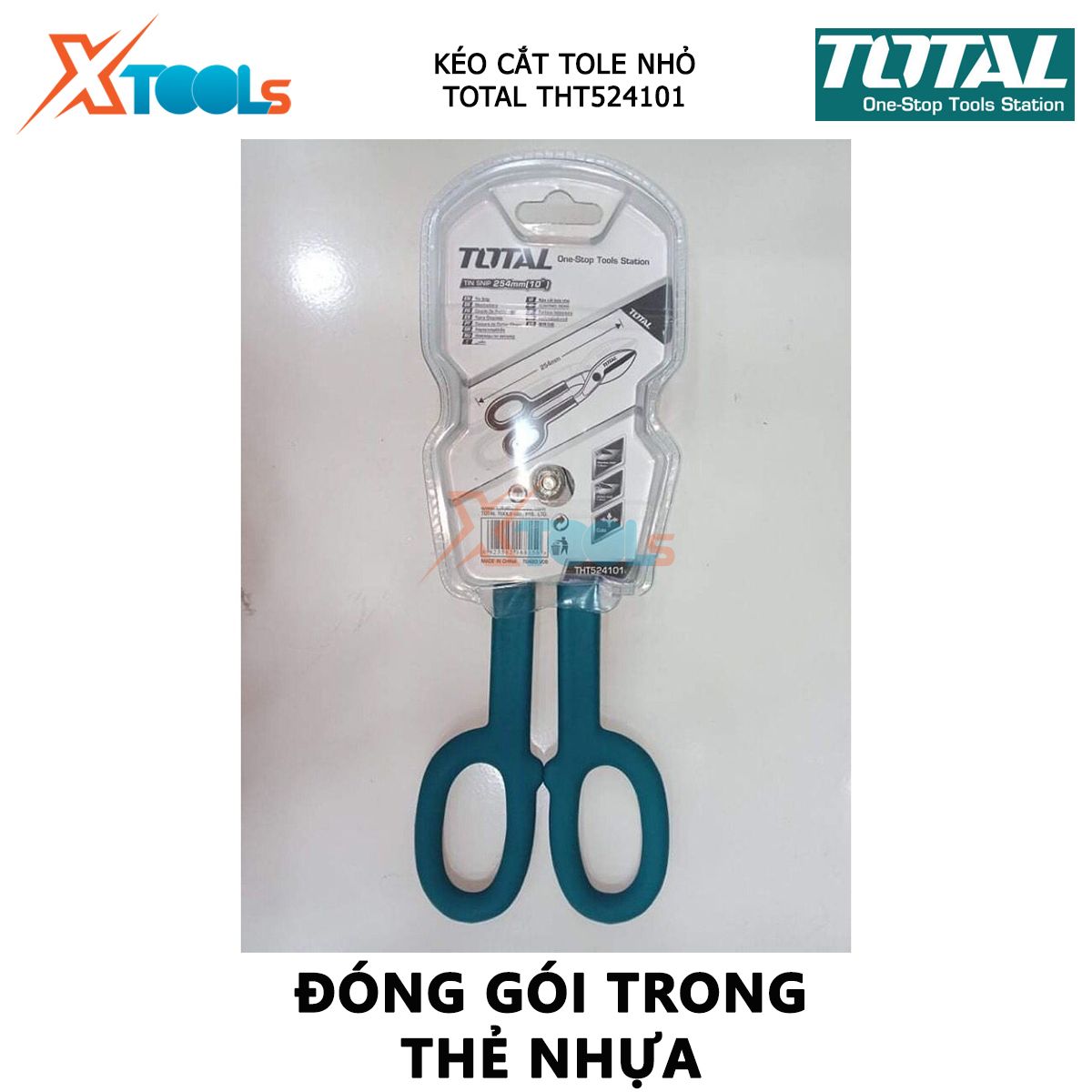 Kéo cắt tole nhỏ TOTAL THT524101 | kéo cắt tôn mỏng Kích thước 10 inch cắt tấm tôn, thép , vật liệu mỏng[CHÍNH HÃNG][XTOOLs]