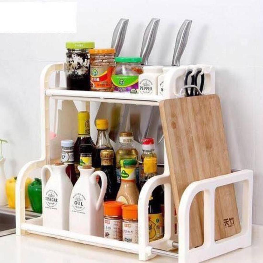 Kệ gia vị chữ h có khay để thớt