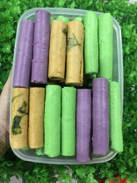 Bánh ống kem mix 3 vị dứa , đậu phộng , môn - 500g