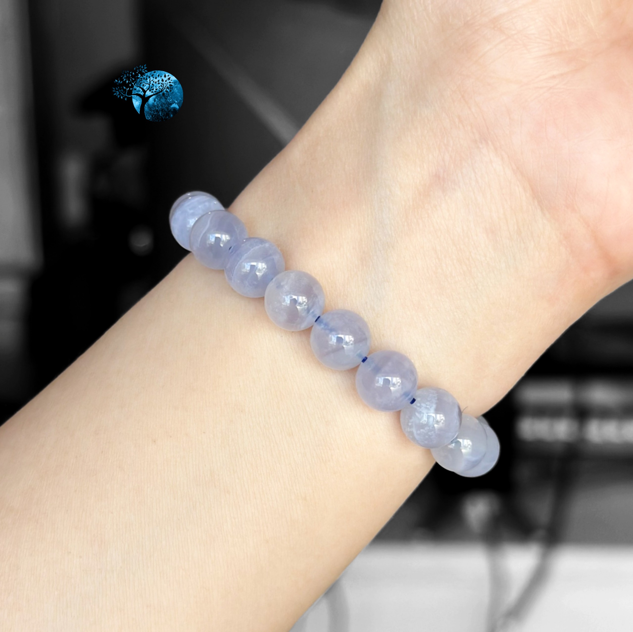 Vòng tay đá blue lace agate 8mm