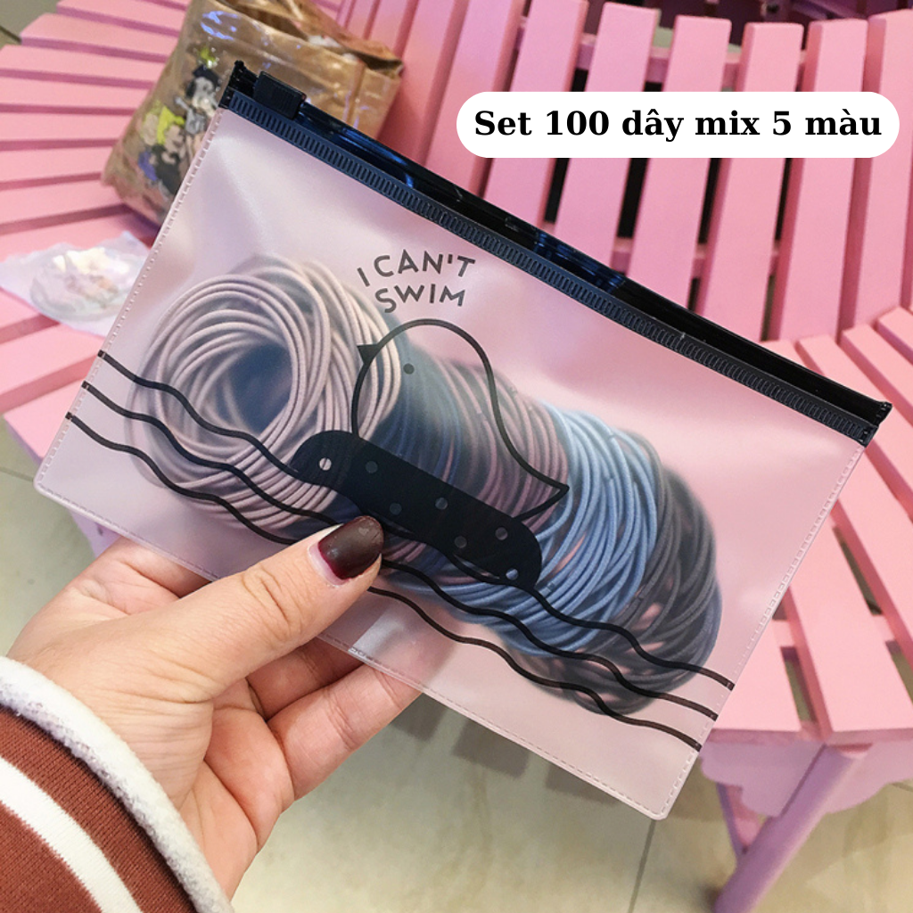 Set 100 dây cột tóc nữ đẹp dễ thương ( có túi Zip) CT01