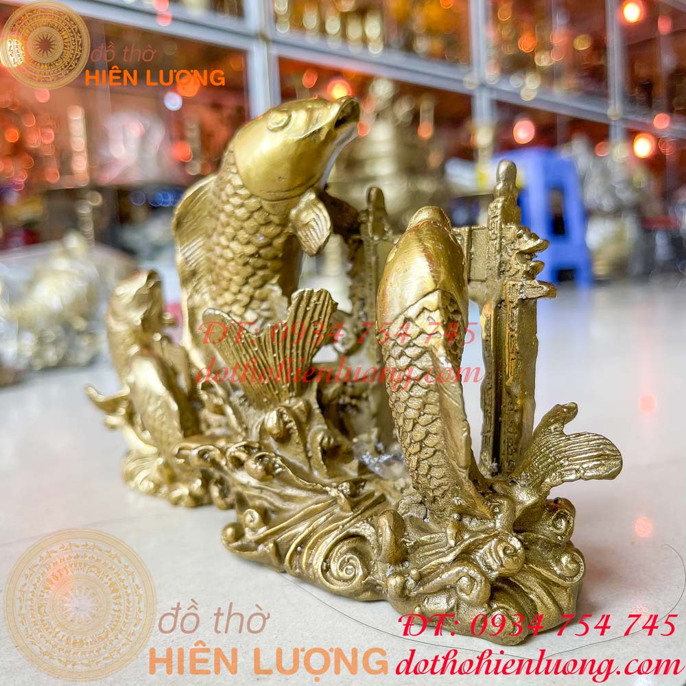 Cá chép vượt vũ môn bằng đồng 2 cỡ phong thủy