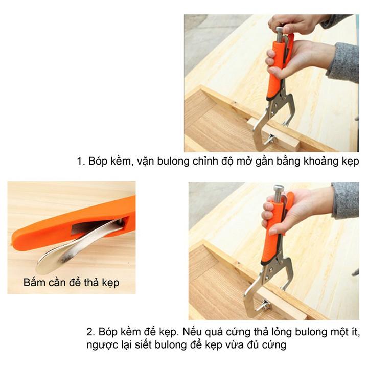 Cảo vam chữ C kẹp gỗ nhanh cường lực - Kìm bấm chết loại tốt (màu ngẫu nhiên) Sản phẩm có khả năng kẹp rất cứng, dùng để cố định các chi tiết phôi cần tiến hành gia công như khoan cắt, bắn vít, dán keo, mài dũa