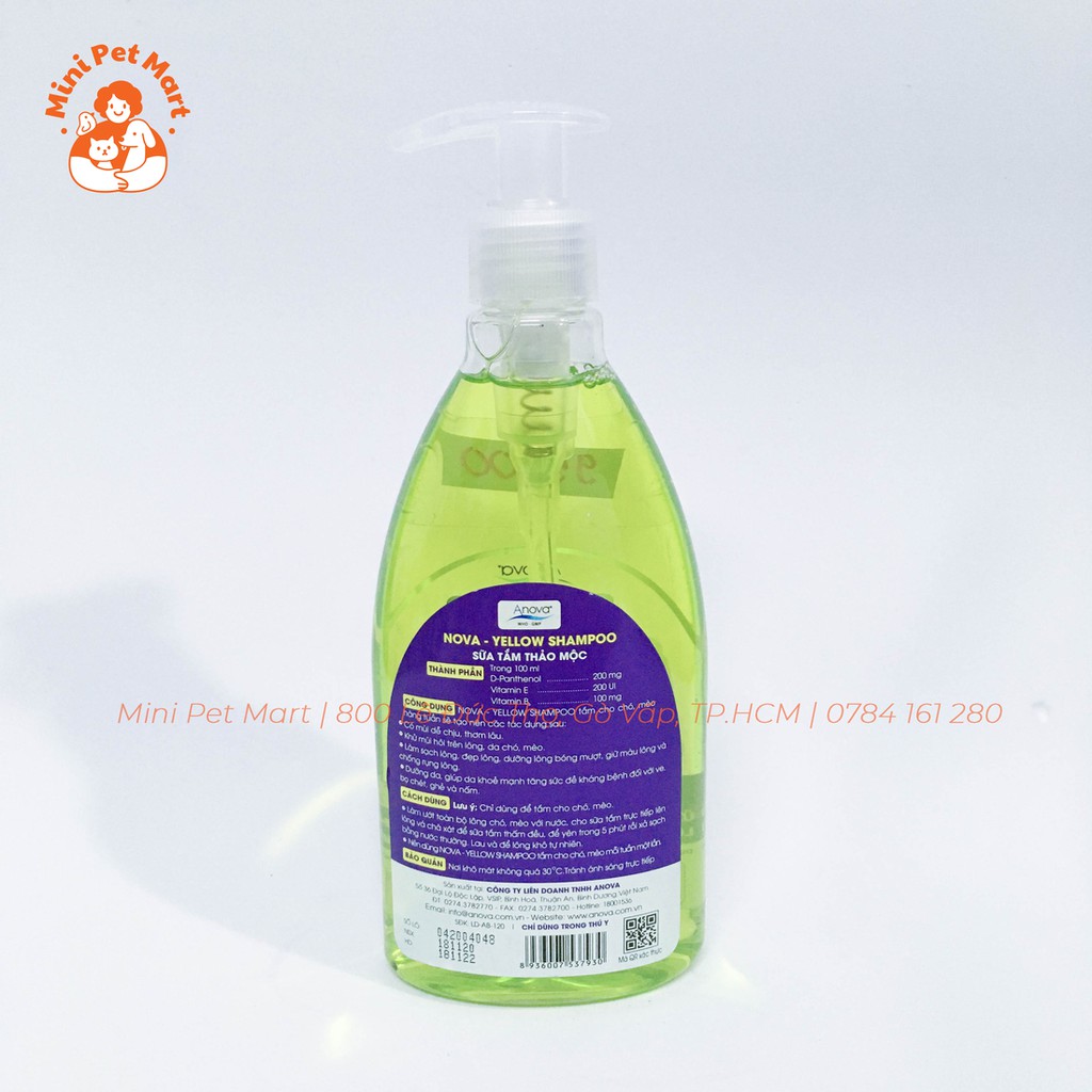 [HCM]Sữa tắm thảo mộc cho chó mèo NOVA YELLOW SHAMPOO - 300ml