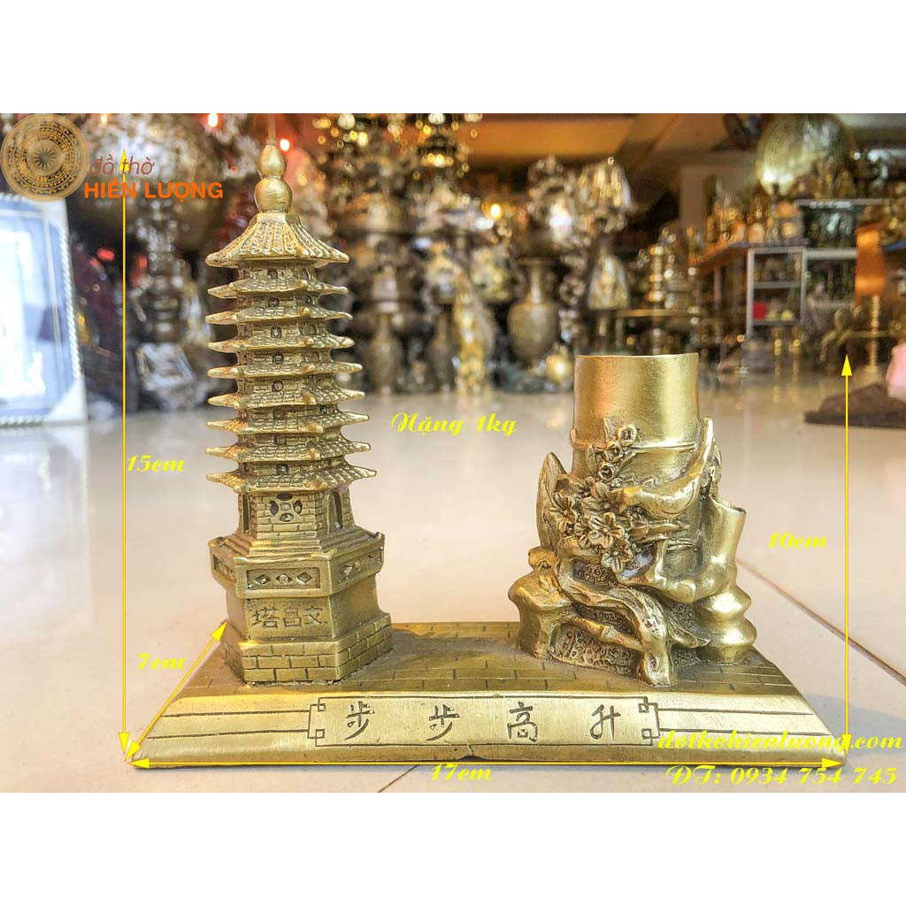 Copper feng shui Pen Tower 15cm high, 1kg heavy