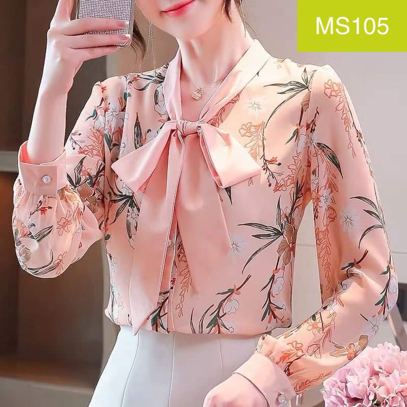 ÁO SƠ MI NỮ CÔNG SỞ CỘT NƠ CỔ (MS105)
