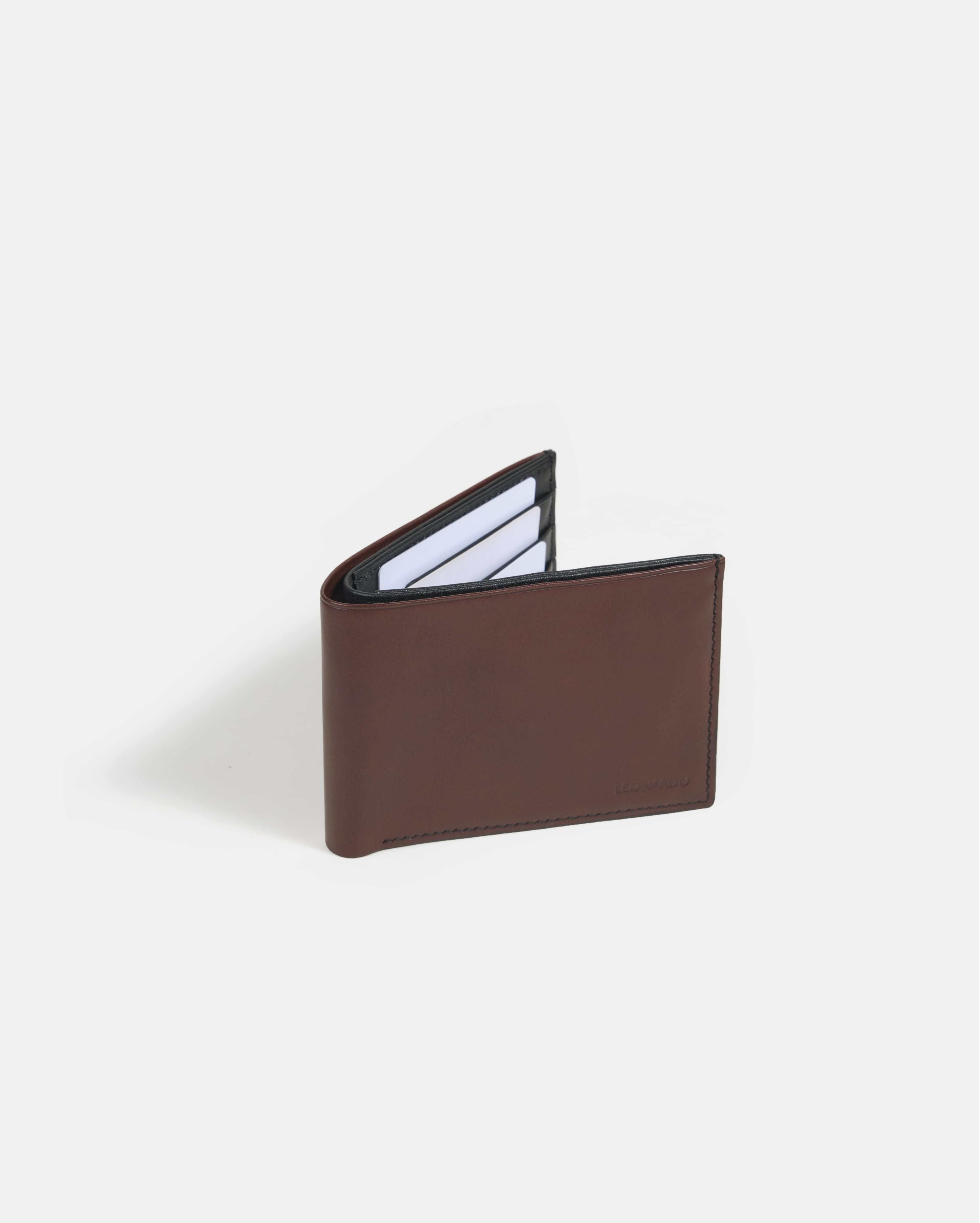 Ví Da Nam Gập Đôi (2 Dáng) Leonardo Hugo Wallet, da Vachetta bền bỉ