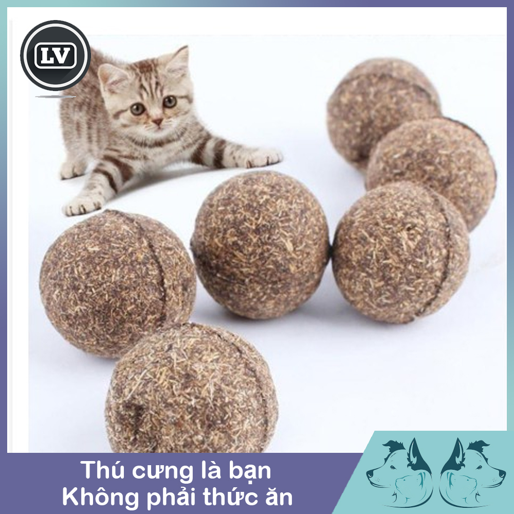 Quả bóng đồ chơi cho mèo, phủ cỏ mèo bạc hà - phụ kiện long vũ
