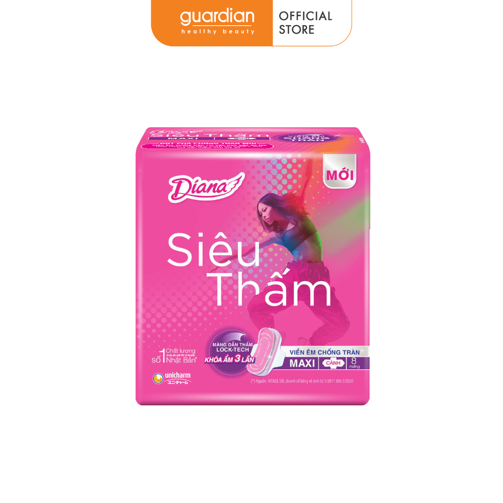 Băng Vệ Sinh Siêu Thấm Có Cánh 23cm Diana 8 Miếng