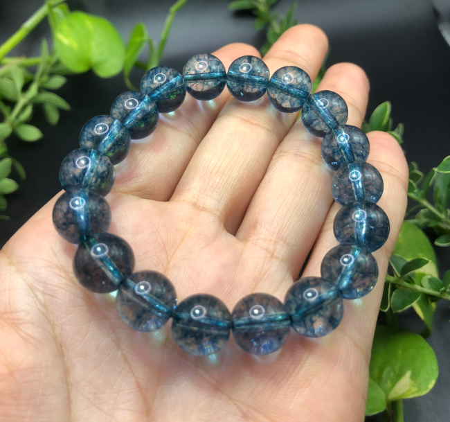 ( MẪU MỚI ) Chuỗi Vòng tay đá thạch anh ưu linh xanh dương 10MM mang phong thủy bình an.