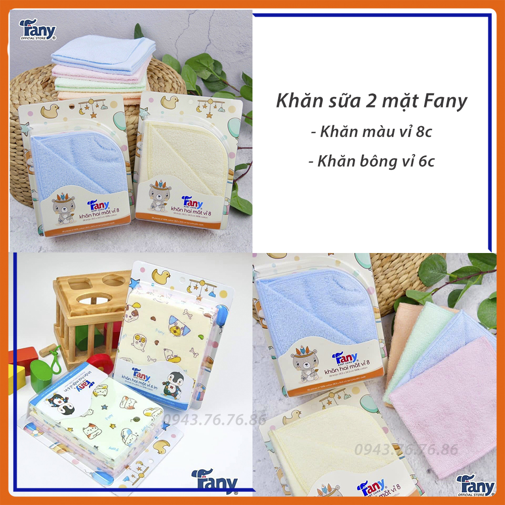 Khăn sữa 2 mặt Fany cotton 100% mềm mại cho bé