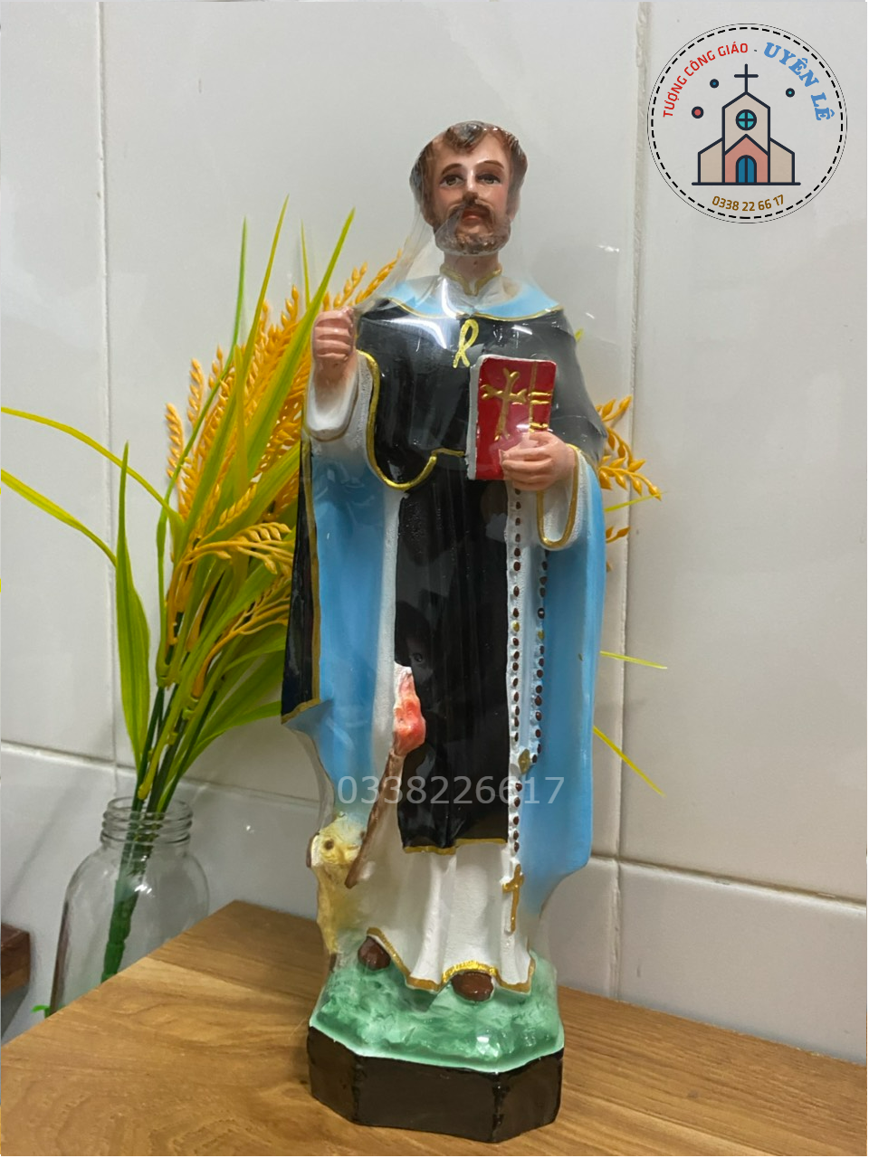 Tượng Thánh Đa Minh cao 30 cm