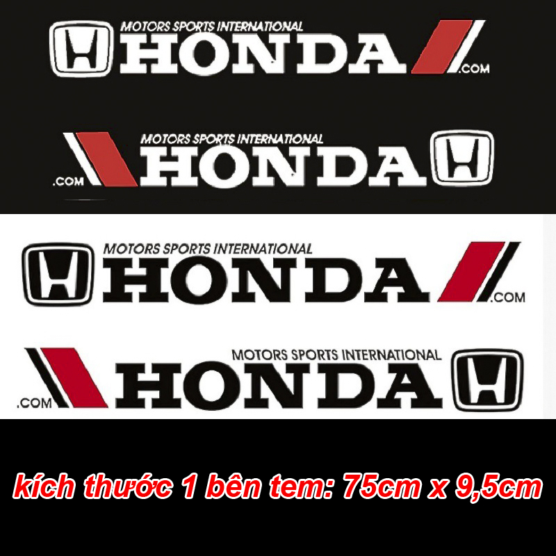 Bộ Tem HONDA Phản Quang Dán Thân xe hơi ( giá bán 2 tem )