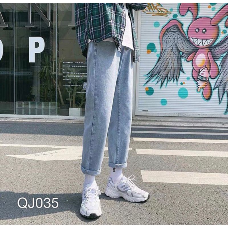 Quần Jean Nam Baggy Basic Xanh Bạc